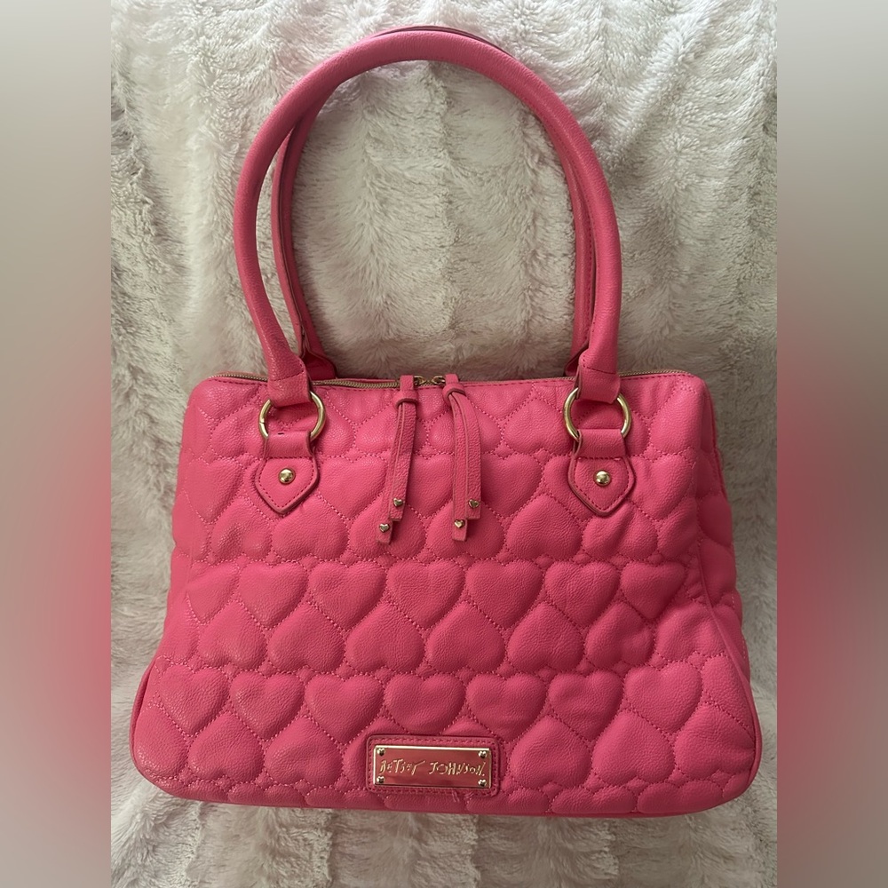 Betsey Johnson Fuschia Be Mine East/West Satchel … - image 2